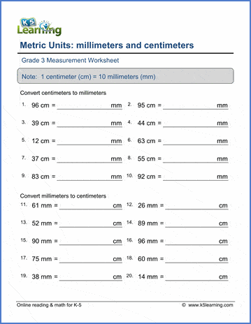 Convert lengths between cm and mm worksheets | Worsheets library