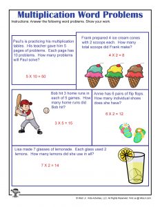 Summer Multiplication Word Problems for 3rd Grade | Woo! Jr. Kids ...