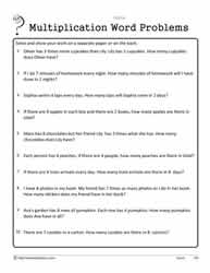 Multiplication Word Problems Worksheets