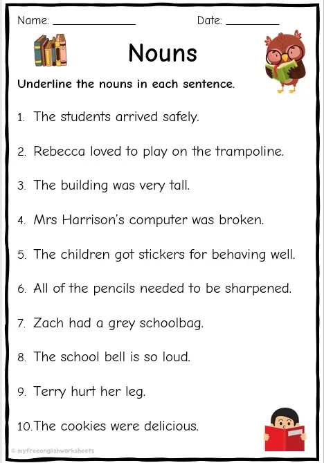 Identifying Noun Worksheets | Free English Printables