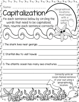 Second Grade Ocean Themed Worksheets {100 Standards Aligned ...