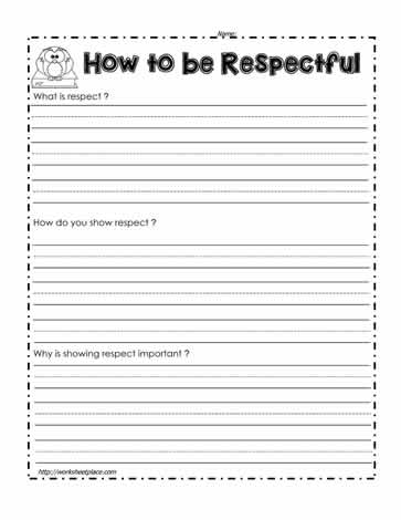 Write a Paragraph About Respect Worksheets