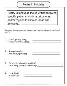 3rd grade poetry worksheet