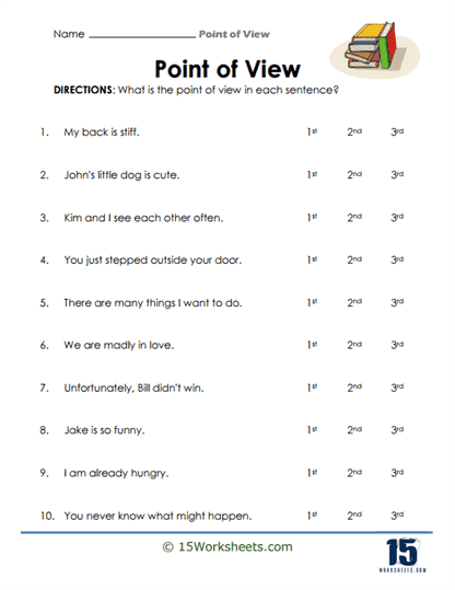 3rd grade point of view worksheet
