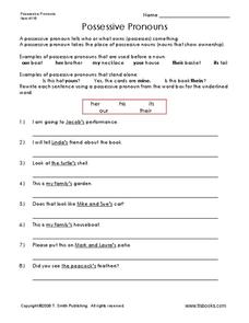 Possessive Nouns Worksheet for 3rd - 5th Grade | Lesson Planet