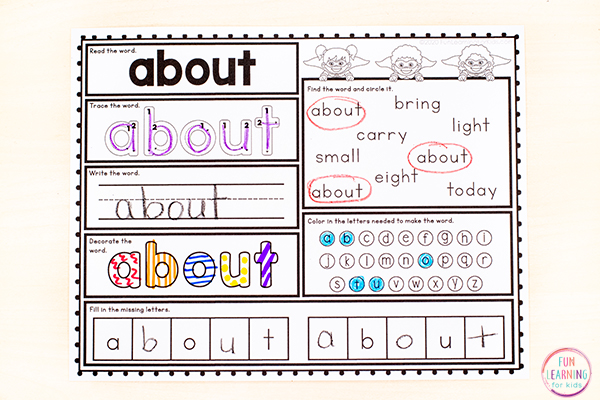 Free Printable Third Grade Sight Word Worksheets