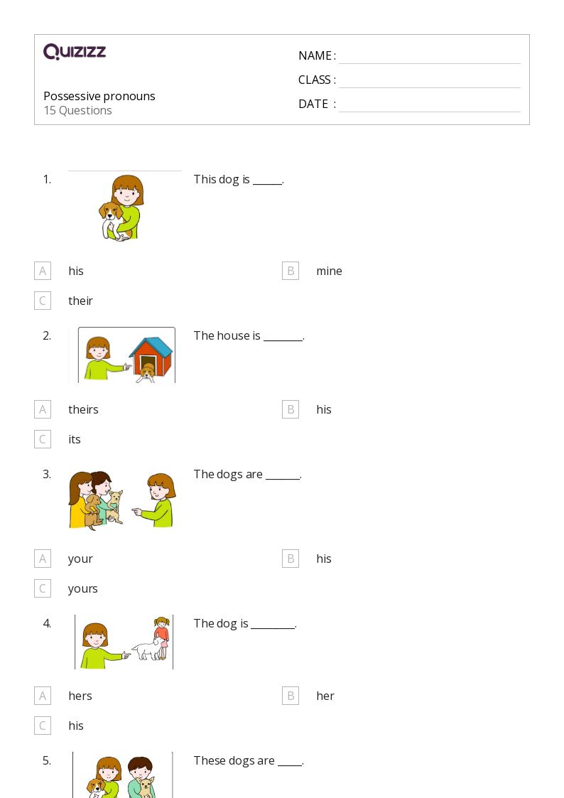 50+ Possessive Pronouns worksheets for 3rd Year on Quizizz | Free ...