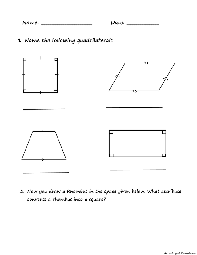 3rd grade quadrilaterals worksheet