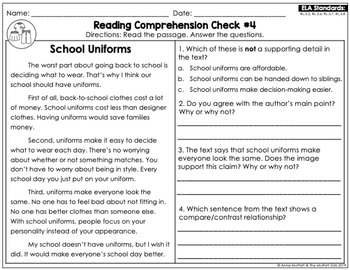 3rd grade reading comprehension printable