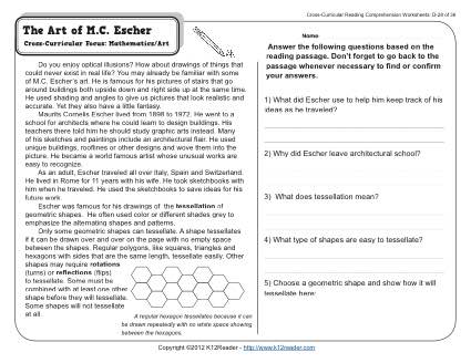 The Art of M.C. Escher | 4th Grade Reading Comprehension Worksheet