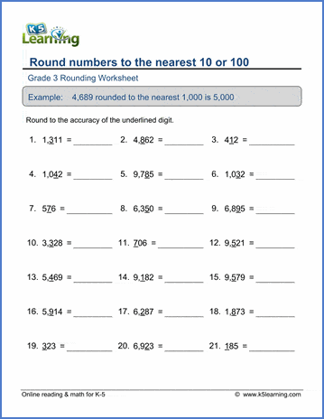 Grade 3 Rounding Worksheet: Round numbers to nearest 10 or 100 ...