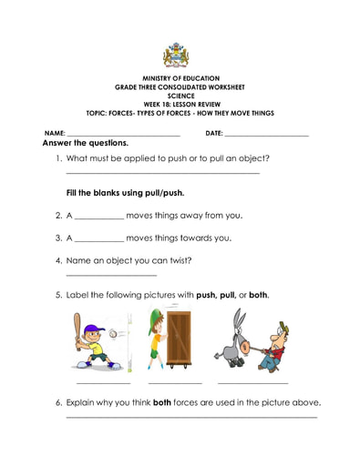 3rd grade science worksheet free