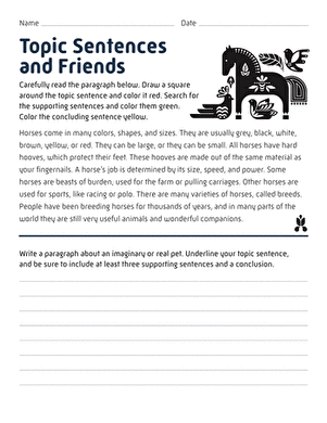 Topic Sentence | Worksheet 