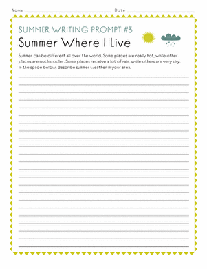 Summer Writing Prompt #3: Summer Where I Live | Worksheet ...