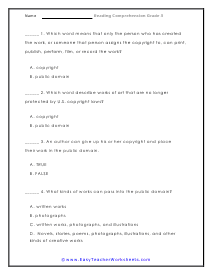 Reading Worksheets for 3rd Graders