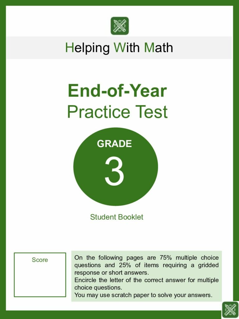 3rd Grade End Of Year Test Booklet | Common Core Aligned Exam