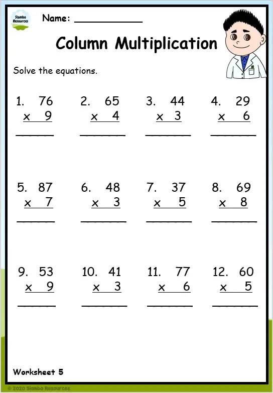 3rd grade times tables worksheet
