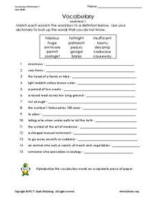 Vocabulary Worksheet Worksheet for 3rd Grade | Lesson Planet