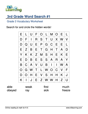3rd Grade Vocabulary Words - Fill and Sign Printable Template Online