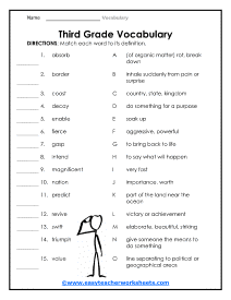 3rd grade vocabulary worksheet pdf