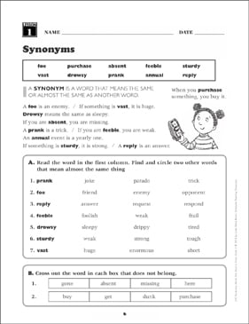 3rd grade vocabulary worksheet