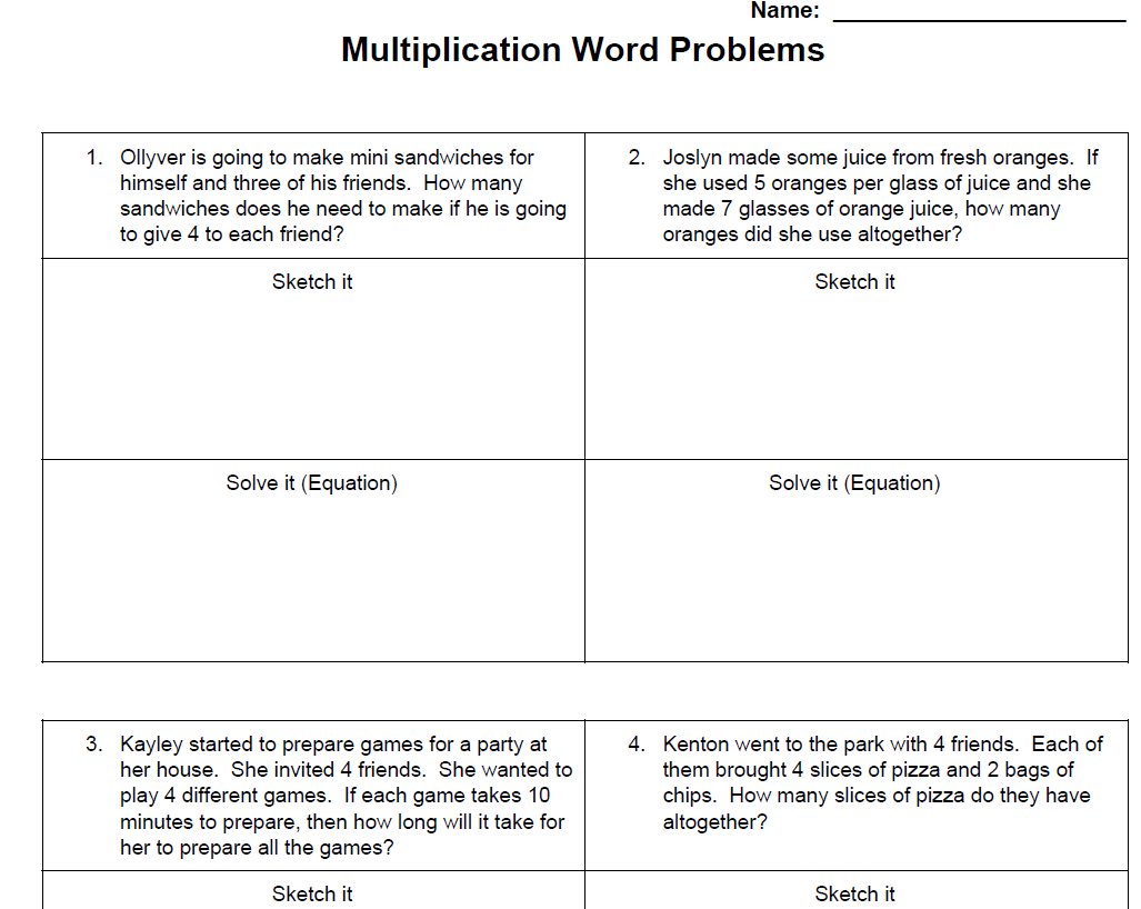 Multiplication Word Problems for 3rd Grade | Educational Resource ...