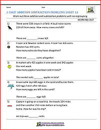 3rd Grade Addition and Subtraction Word Problems