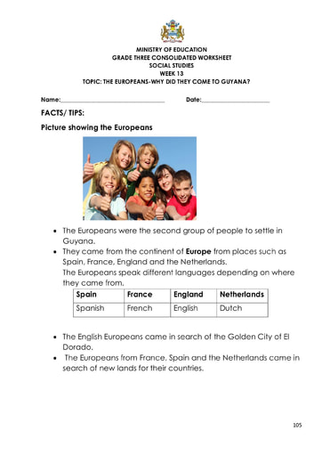 Grade 3 Social Studies Week 13 - 2022 - consolidated worksheet