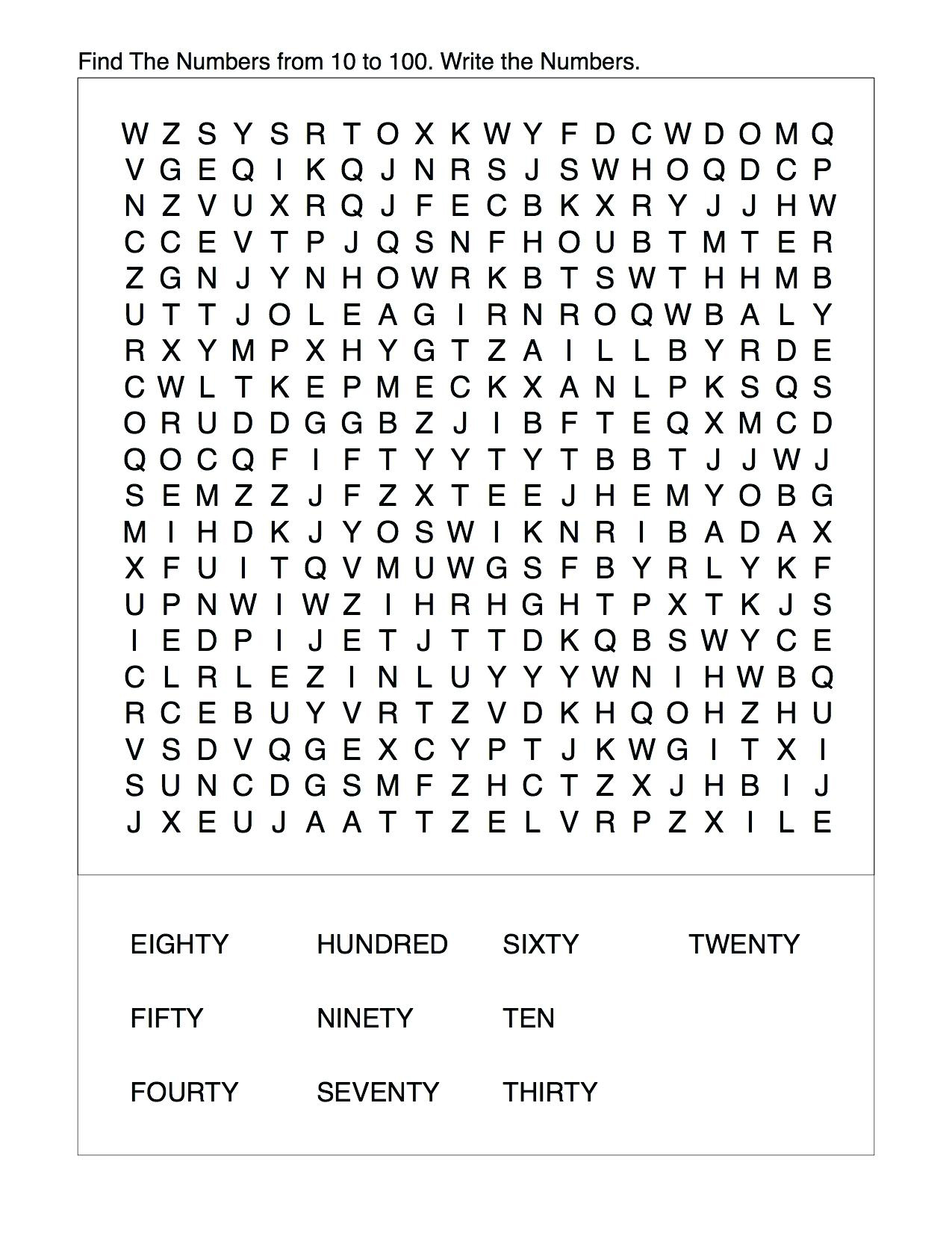 3rd grade worksheet word search