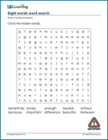 Spelling word search for grade 3 | Worsheets library