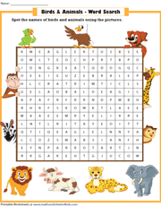 3rd grade worksheet word search