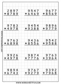 4 digit addition no regrouping