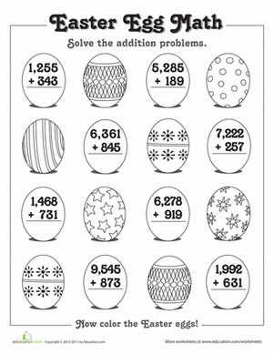 4 digit addition worksheet 3rd grade