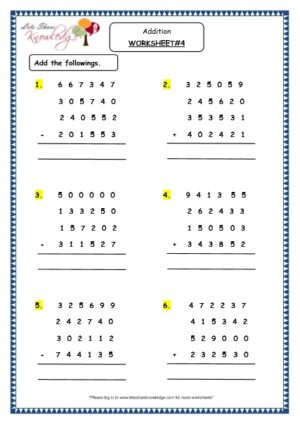 4 digit addition worksheet for grade 2