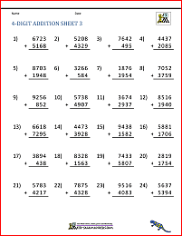 4 digit addition worksheet for grade 2
