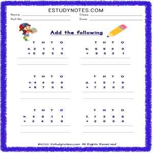 4 digit addition worksheet for