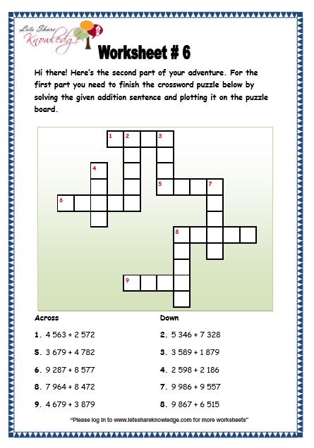Grade 3 Maths Worksheets: Addition (3.2 Addition of 4 Digit ...