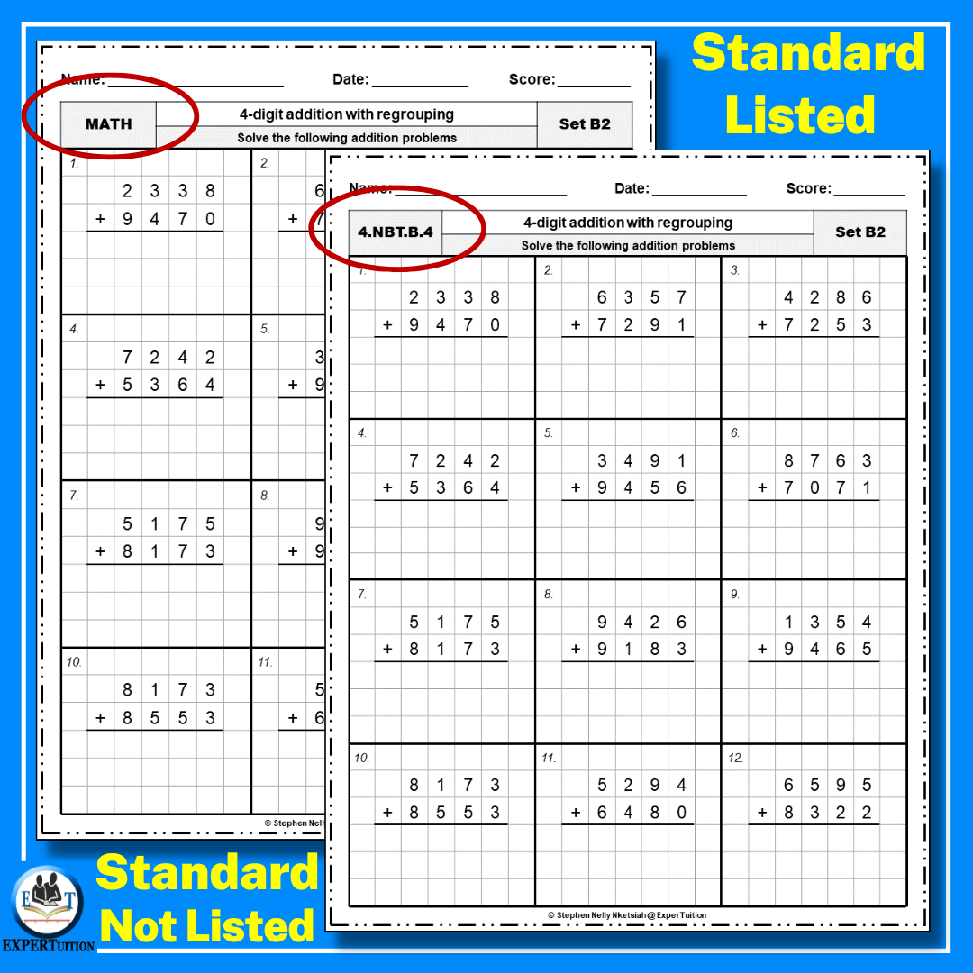 4 digit regrouping worksheet