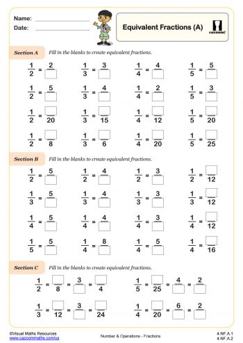 4 grade fraction worksheet