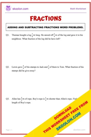 Grade 4 fraction worksheets Archives - skoolon.com