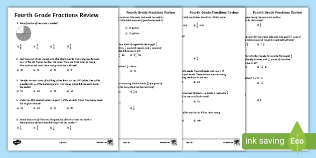 Excellent 4th Grade Fraction Review Activity | Twinkl USA