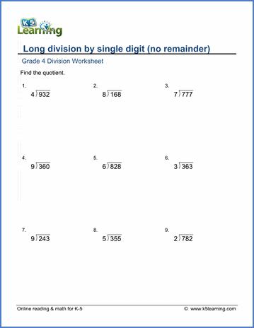 4 grade math worksheet to print