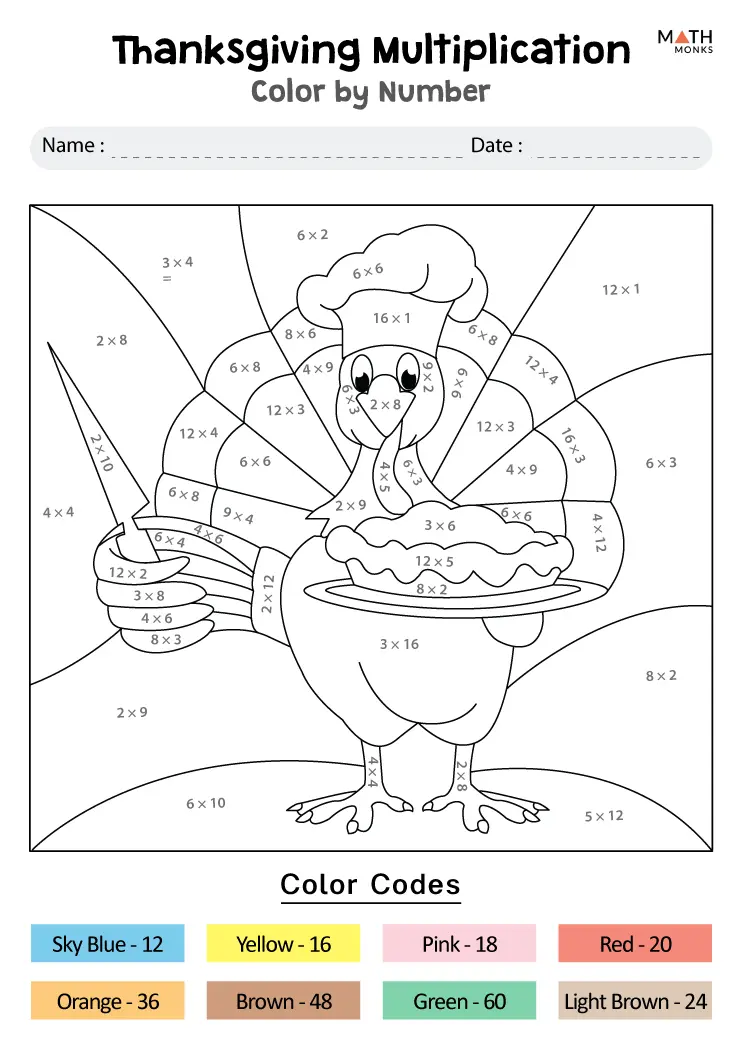 Multiplication Coloring Worksheets - Math Monks