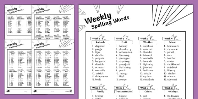 Fourth Grade Spelling Word Lists (teacher made) - Twinkl