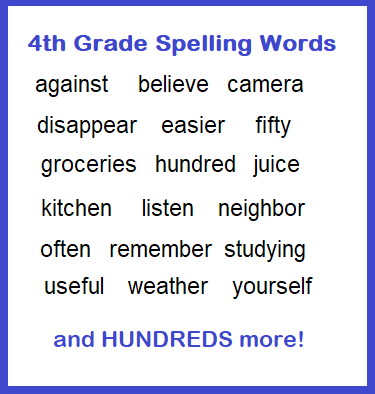 4 grade spelling words