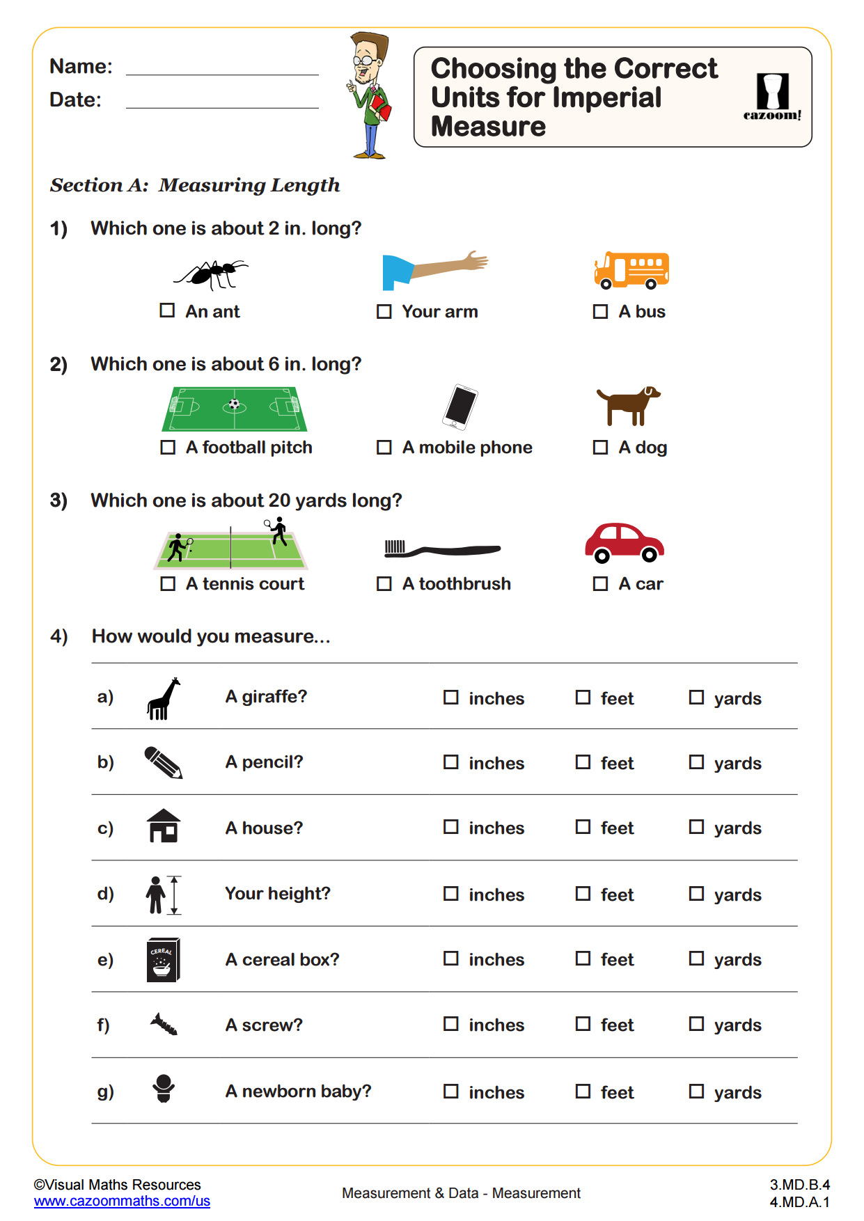 4 MD A 1 Worksheets Printable 4th Grade Math Worksheets Worksheets 