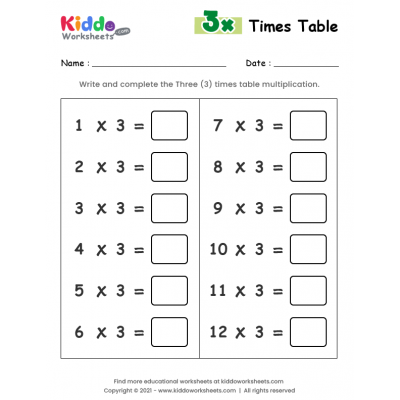 4 multiplication sheets