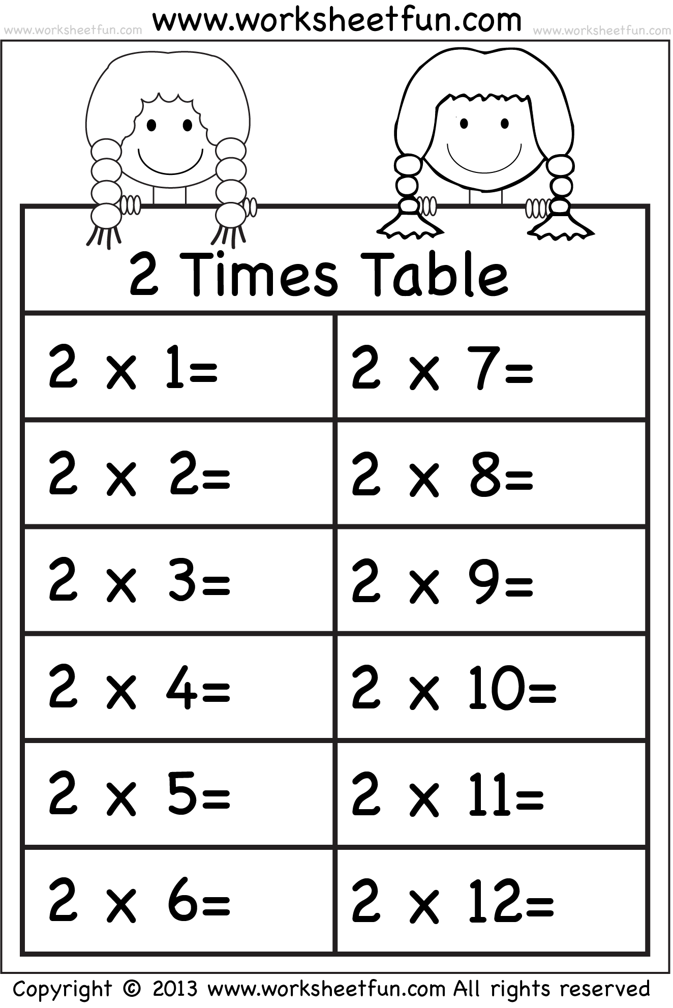 Times Tables Worksheets - 2, 3, 4, 5, 6, 7, 8, 9, 10, 11 and 12 ...