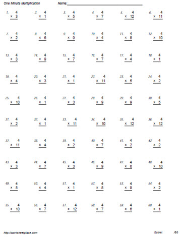 4 Times Tables Worksheets