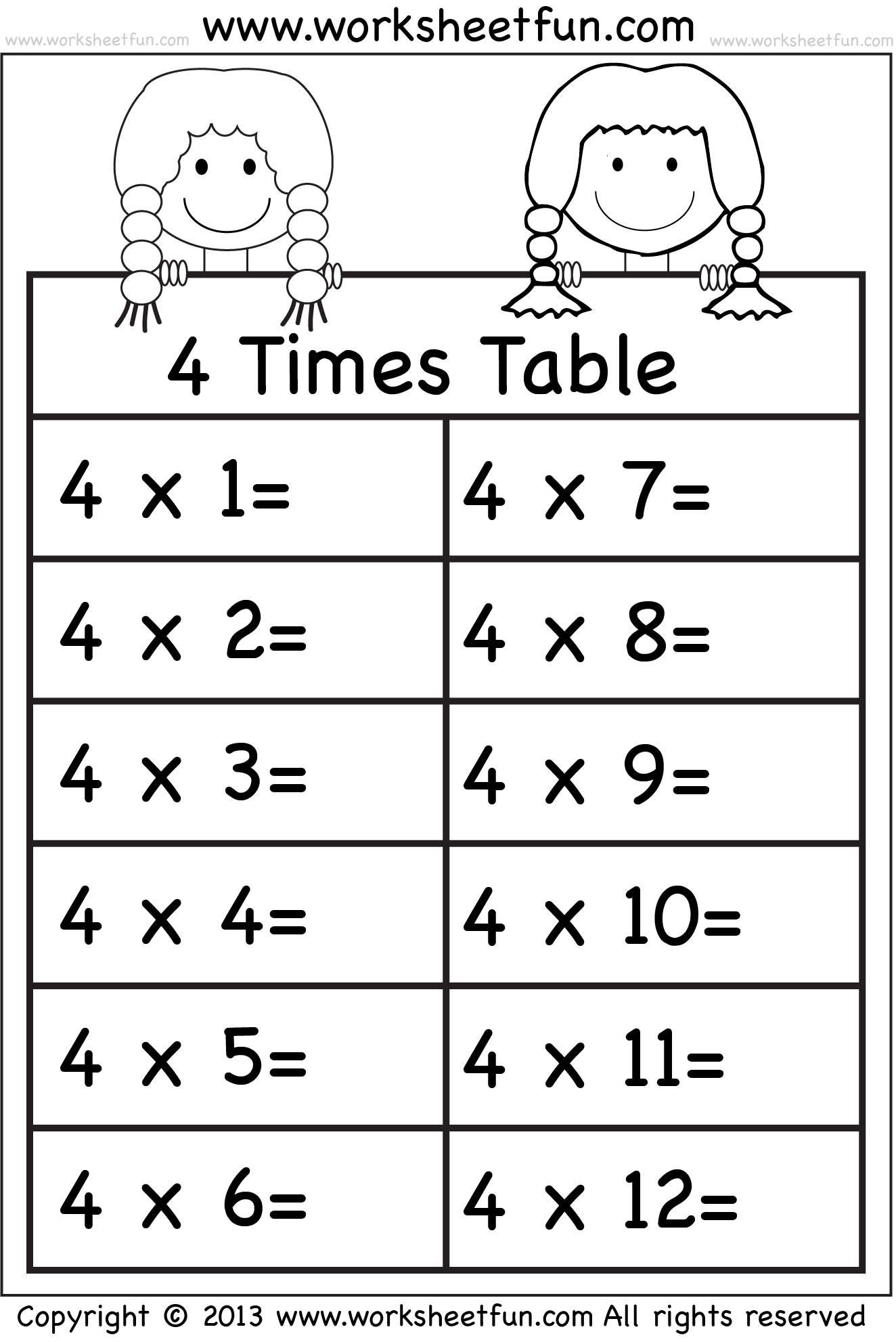 Times Tables Worksheets - 2, 3, 4, 5, 6, 7, 8, 9, 10, 11 and 12 ...